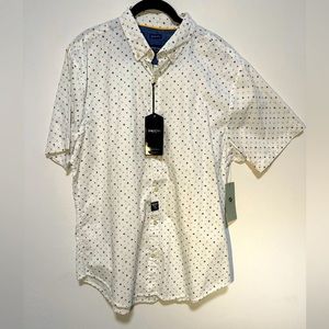 NWT - Geomatrix Men's New York Button Down Short Sleeve Cotton Shirt